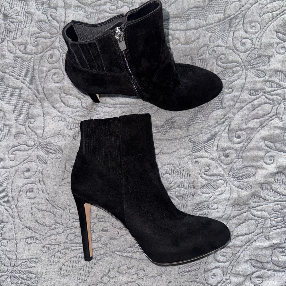 Via Spiga Suede Black Heeled Ankle Boots 8.5